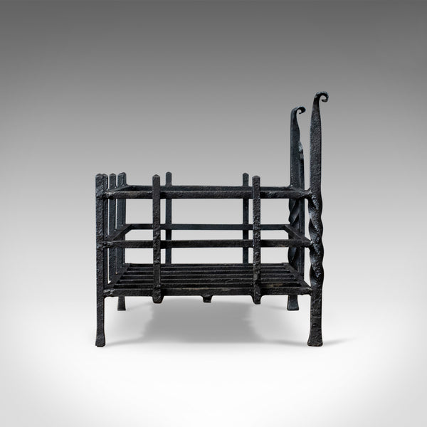 Antique Fire Basket, Gothic, Free Standing, Forged Iron, Fireplace Grate c.1900 - London Fine Antiques