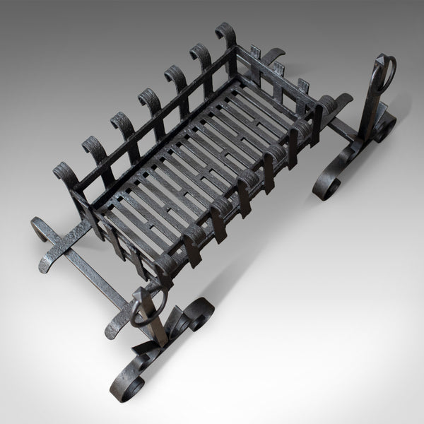 Antique Fire Basket on Andirons, Fire Dogs, English, Fireplace Grate c.1900 - London Fine Antiques