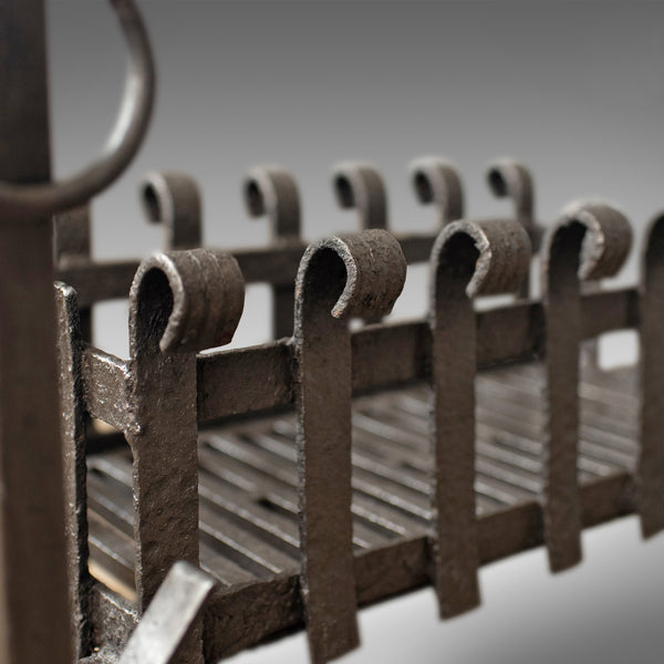 Antique Fire Basket on Andirons, Fire Dogs, English, Fireplace Grate c.1900 - London Fine Antiques