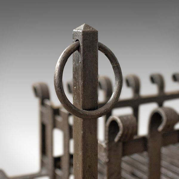Antique Fire Basket on Andirons, Fire Dogs, English, Fireplace Grate c.1900 - London Fine Antiques