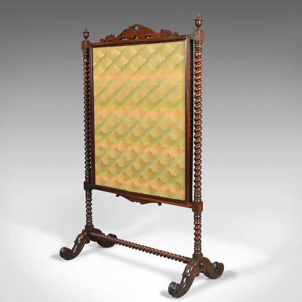 Large Antique Fire Screen, Needlepoint Tapestry Panel, Walnut Frame, Circa 1850 - London Fine Antiques