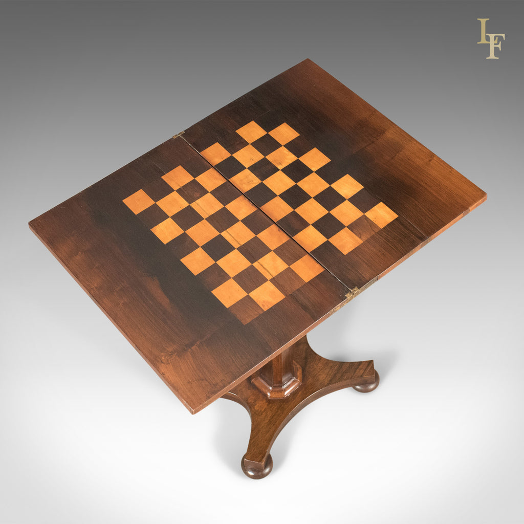 Antique Fold Over Games Table, English Regency, Chess Board, c.1820 ...