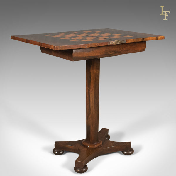 Antique Fold Over Games Table, English Regency, Chess Board, c.1820 - London Fine Antiques
