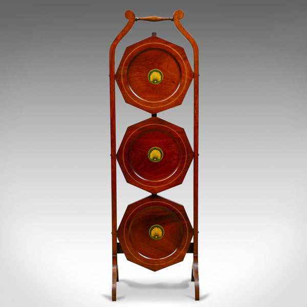 Antique Folding Cake Stand, English, Edwardian, Mahogany, Three Tier, Circa 1910 - London Fine Antiques