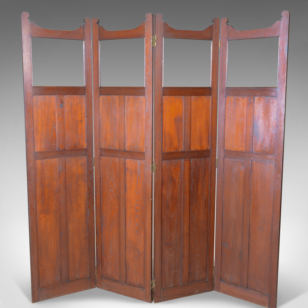 Antique Folding Screen, Edwardian, Four Panel, Walnut Room Divider, Circa 1910 - London Fine Antiques