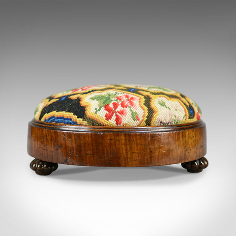 Antique Foot Stool, English, Victorian, Needlepoint, Carriage Rest, Circa 1870 - London Fine Antiques