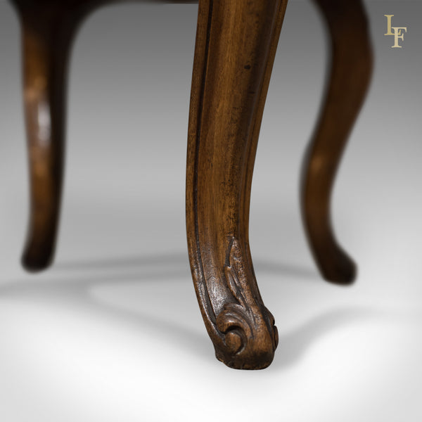 Antique Foot Stool in Walnut, Needlepoint Tapestry Cloth, English, Victorian c.1860 - London Fine Antiques