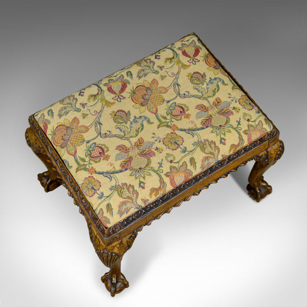 Antique Foot Stool, Walnut, Needlepoint Tapestry, English, Regency, Circa 1820 - London Fine Antiques