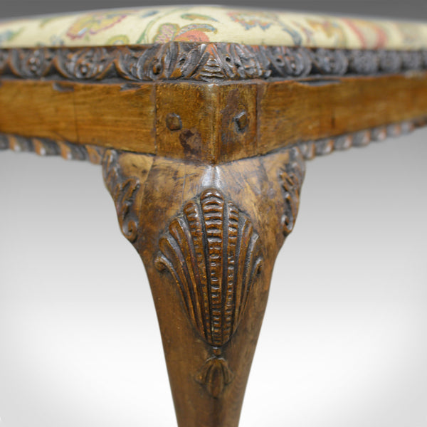 Antique Foot Stool, Walnut, Needlepoint Tapestry, English, Regency, Circa 1820 - London Fine Antiques
