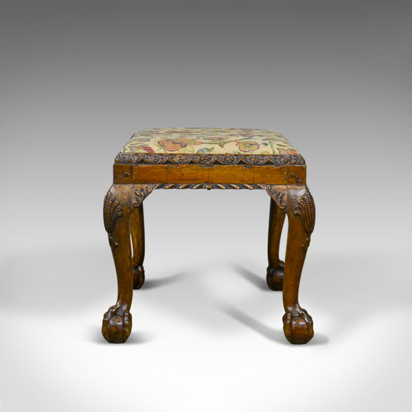 Antique Foot Stool, Walnut, Needlepoint Tapestry, English, Regency, Circa 1820 - London Fine Antiques