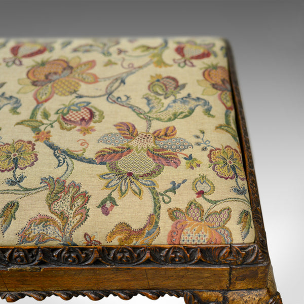 Antique Foot Stool, Walnut, Needlepoint Tapestry, English, Regency, Circa 1820 - London Fine Antiques