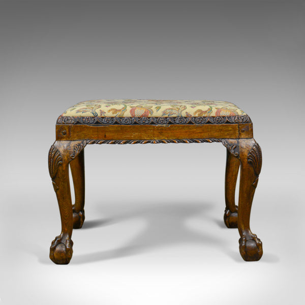 Antique Foot Stool, Walnut, Needlepoint Tapestry, English, Regency, Circa 1820 - London Fine Antiques
