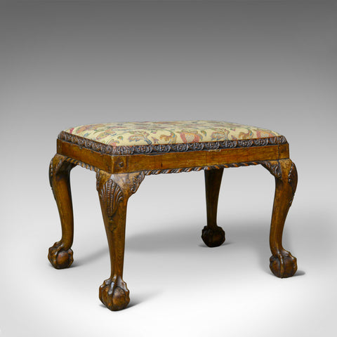 Antique Foot Stool, Walnut, Needlepoint Tapestry, English, Regency, Circa 1820 - London Fine Antiques