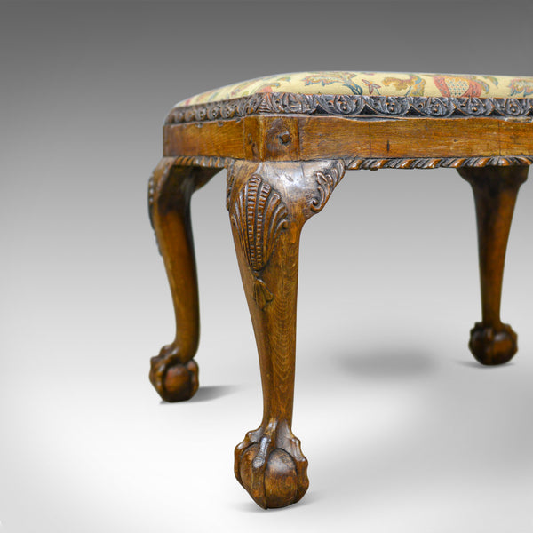 Antique Foot Stool, Walnut, Needlepoint Tapestry, English, Regency, Circa 1820 - London Fine Antiques