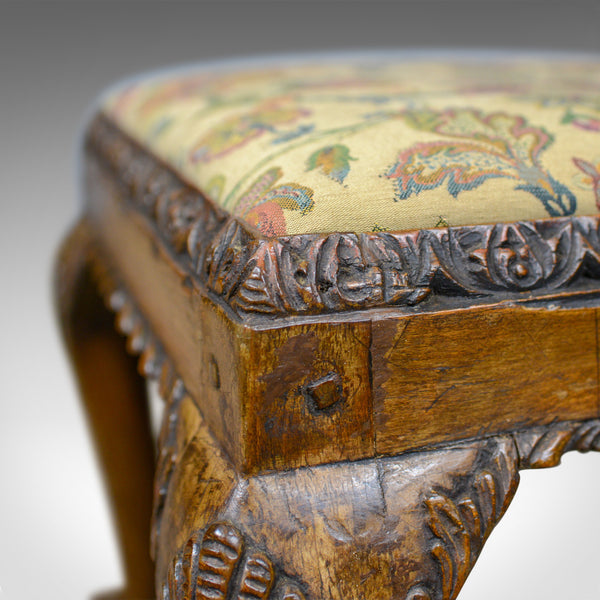 Antique Foot Stool, Walnut, Needlepoint Tapestry, English, Regency, Circa 1820 - London Fine Antiques