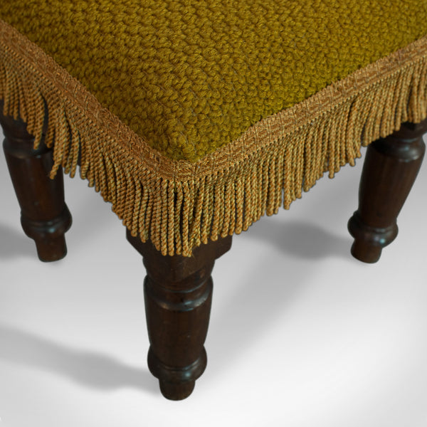 Antique Footstool, English, Mahogany, Stool, Upholstered, Victorian, Circa 1880 - London Fine Antiques