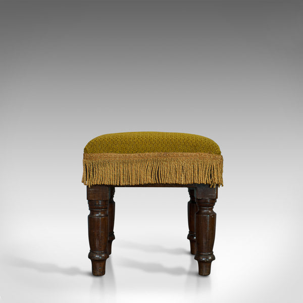 Antique Footstool, English, Mahogany, Stool, Upholstered, Victorian, Circa 1880 - London Fine Antiques