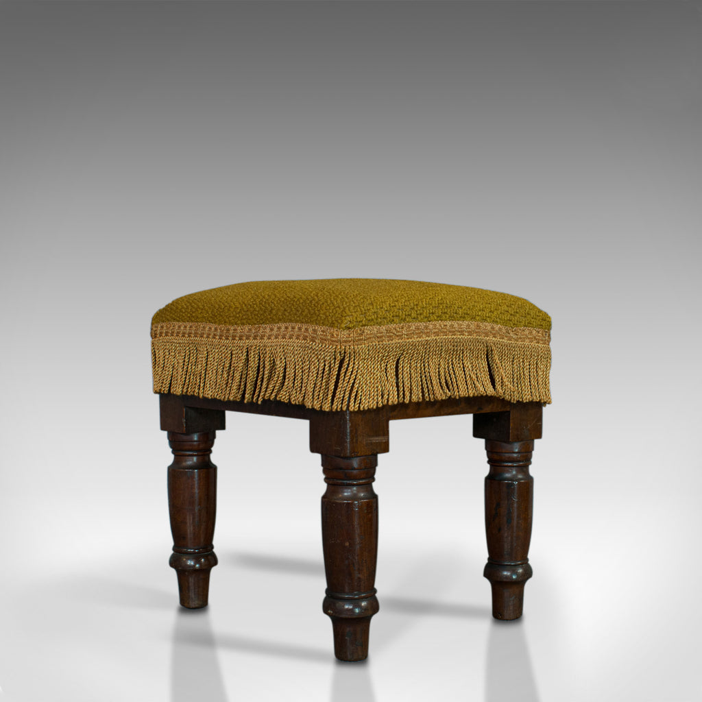 Antique Footstool, English, Mahogany, Stool, Upholstered, Victorian, Circa 1880 - London Fine Antiques