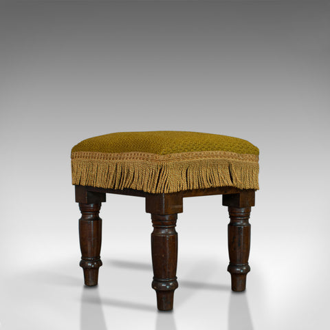Antique Footstool, English, Mahogany, Stool, Upholstered, Victorian, Circa 1880 - London Fine Antiques