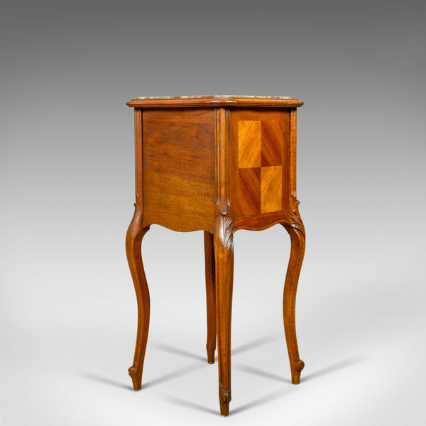 Antique French Bedside Cabinet, Victorian, Walnut, Marble, Pot Cupboard, c.1890 - London Fine Antiques