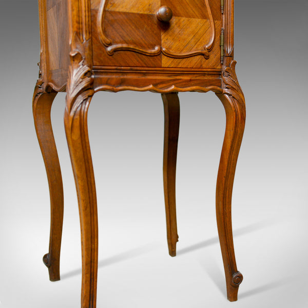 Antique French Bedside Cabinet, Victorian, Walnut, Marble, Pot Cupboard, c.1890 - London Fine Antiques