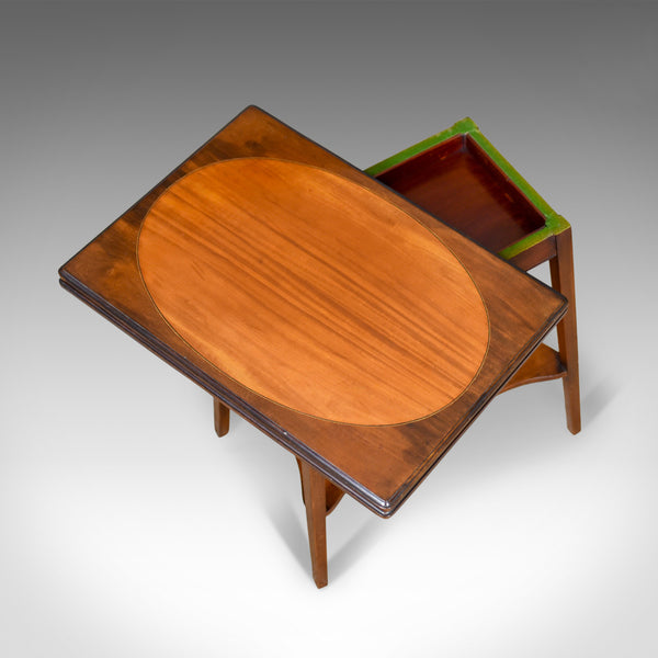 Antique Games Table, English, Fold-Over, Side, Mahogany, Satinwood Circa 1900 - London Fine Antiques