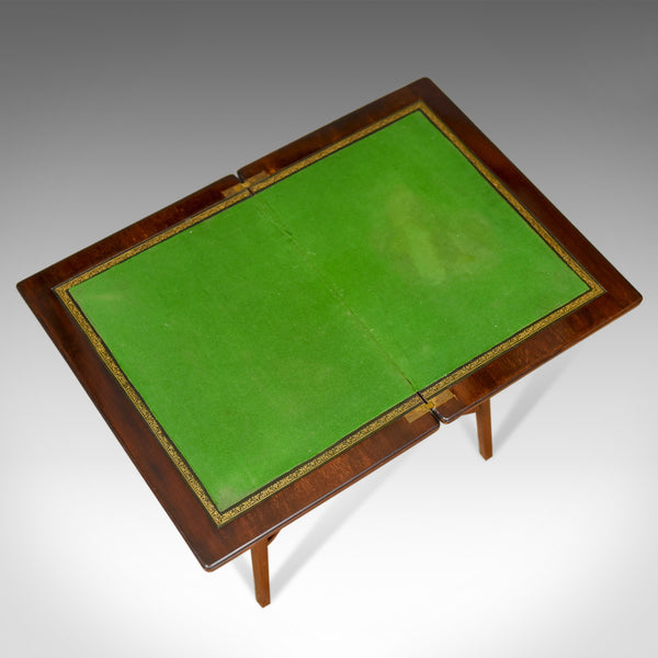 Antique Games Table, English, Fold-Over, Side, Mahogany, Satinwood Circa 1900 - London Fine Antiques