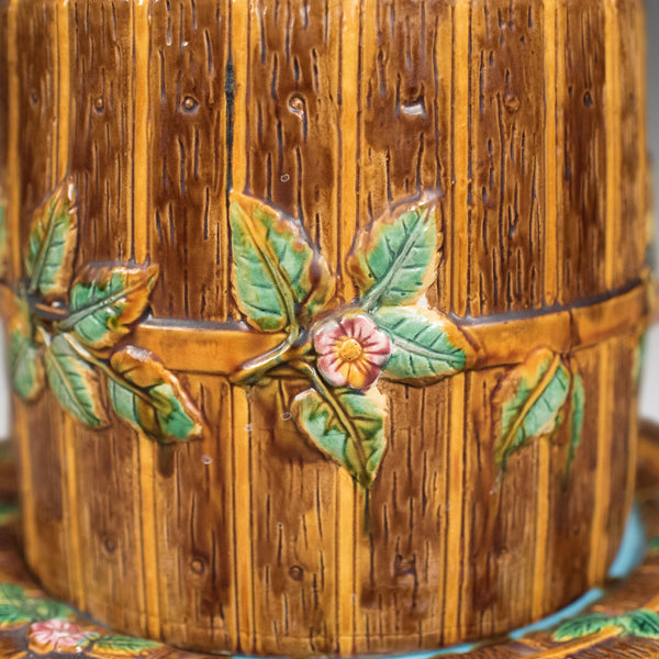 Interpretation of George Jones Majolica Cheese Keeper, "Fence And Vine" - London Fine Antiques