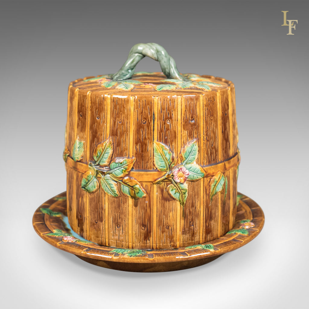 Interpretation of George Jones Majolica Cheese Keeper, "Fence And Vine" - London Fine Antiques