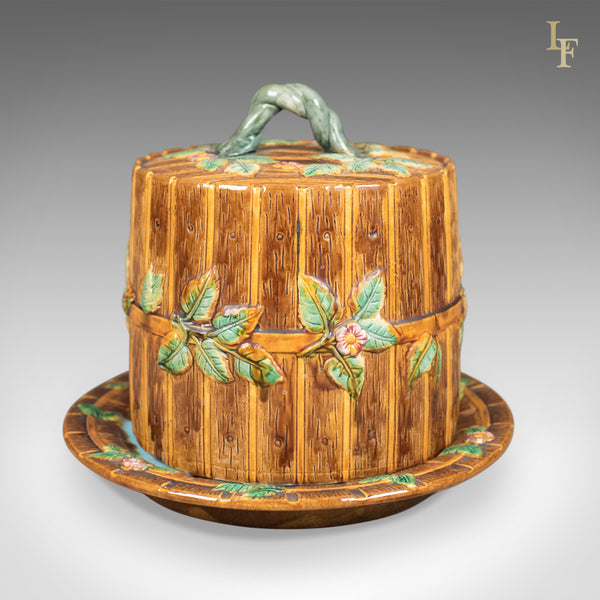 Interpretation of George Jones Majolica Cheese Keeper, "Fence And Vine" - London Fine Antiques