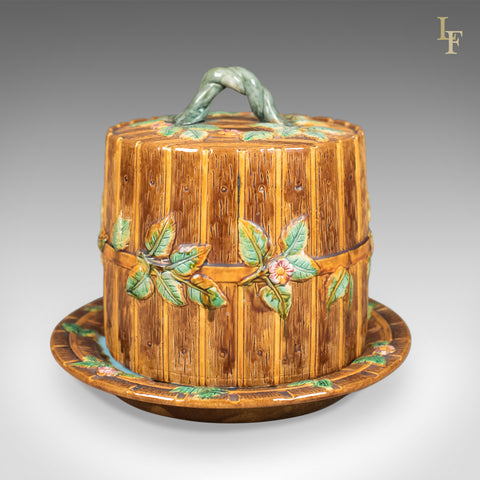 Interpretation of George Jones Majolica Cheese Keeper, "Fence And Vine" - London Fine Antiques