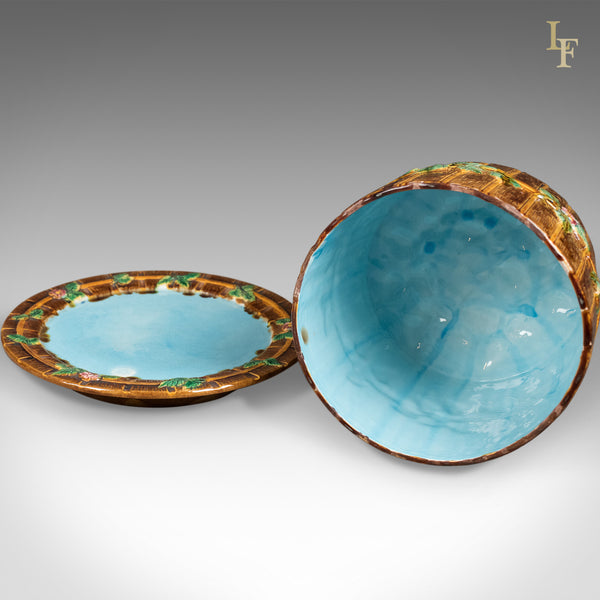 Interpretation of George Jones Majolica Cheese Keeper, "Fence And Vine" - London Fine Antiques