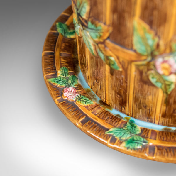 Interpretation of George Jones Majolica Cheese Keeper, "Fence And Vine" - London Fine Antiques