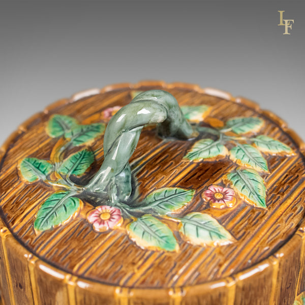Interpretation of George Jones Majolica Cheese Keeper, "Fence And Vine" - London Fine Antiques