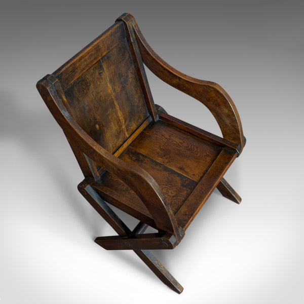 Antique Glastonbury Chair, English, Oak, Elbow, Gothic Overtones, Circa 1900 - London Fine Antiques