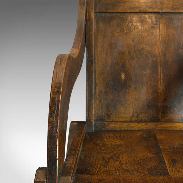 Antique Glastonbury Chair, English, Oak, Elbow, Gothic Overtones, Circa 1900 - London Fine Antiques