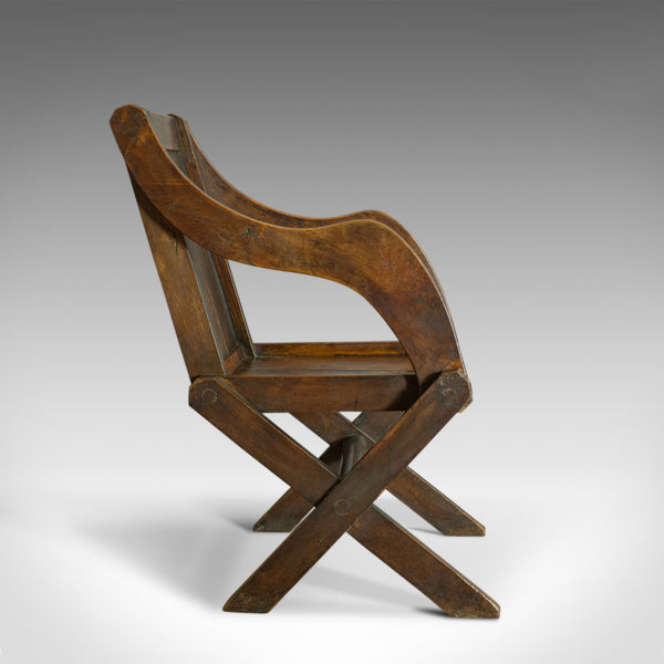 Antique Glastonbury Chair, English, Oak, Elbow, Gothic Overtones, Circa 1900 - London Fine Antiques