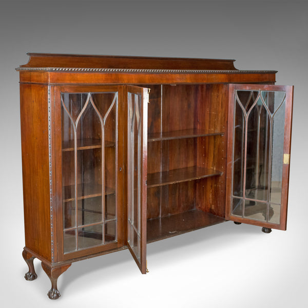 Antique Glazed Bookcase, Long, Edwardian, Mahogany, Cabinet, Gothic Circa 1910 - London Fine Antiques