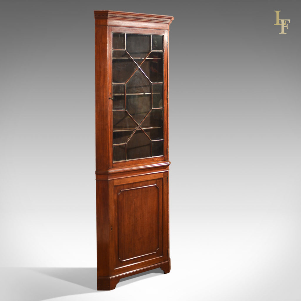 Edwardian Tall Glazed Antique Corner Cabinet, c.1910 - London Fine Antiques