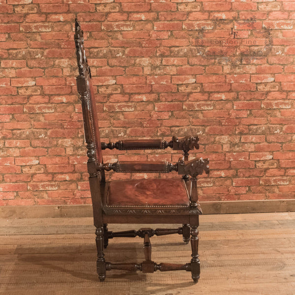 Victorian Gothic Revival Oak Hall Chair, c.1880 - London Fine Antiques