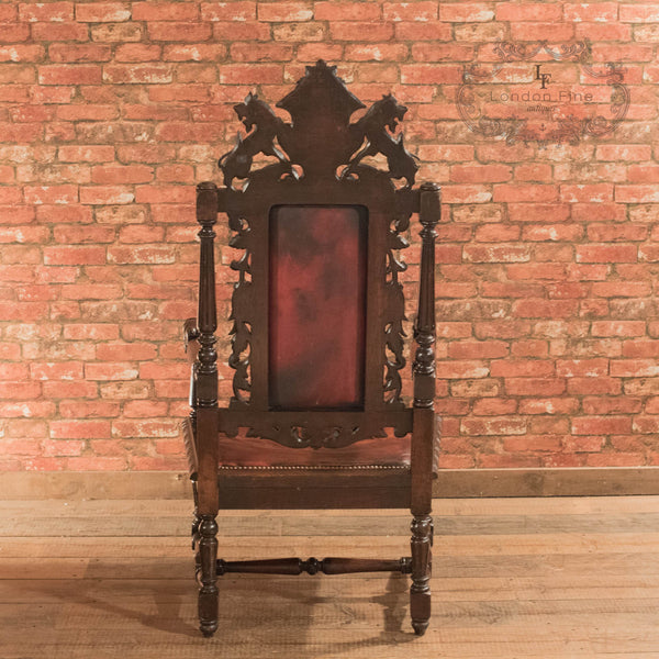 Victorian Gothic Revival Oak Hall Chair, c.1880 - London Fine Antiques