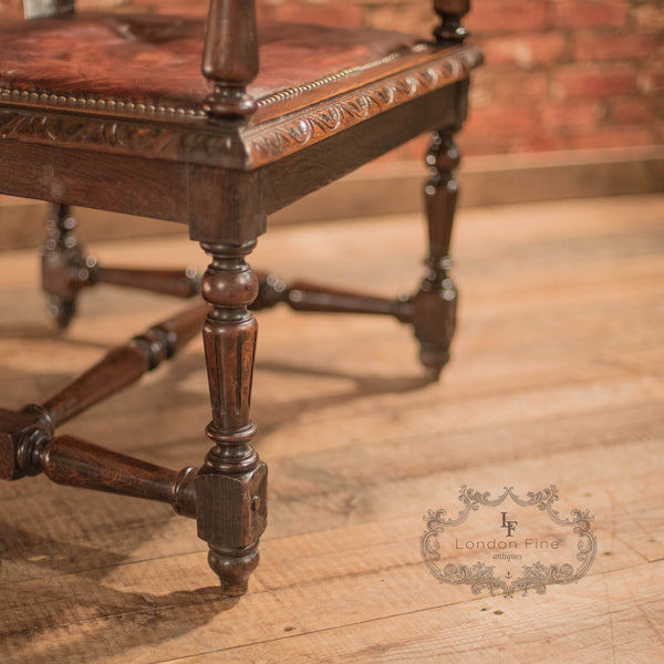 Victorian Gothic Revival Oak Hall Chair, c.1880 - London Fine Antiques