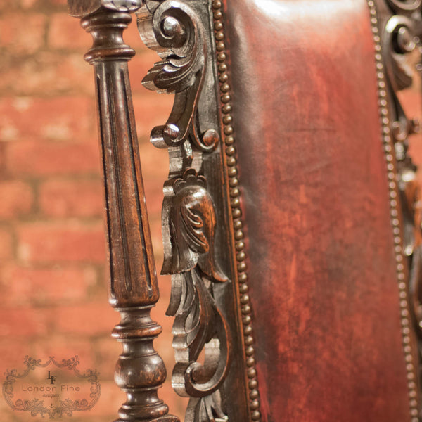 Victorian Gothic Revival Oak Hall Chair, c.1880 - London Fine Antiques