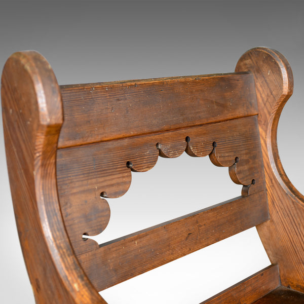 Antique Hall Chair, English, Victorian Pitch Pine Armchair, Ecclesiastical c1880 - London Fine Antiques