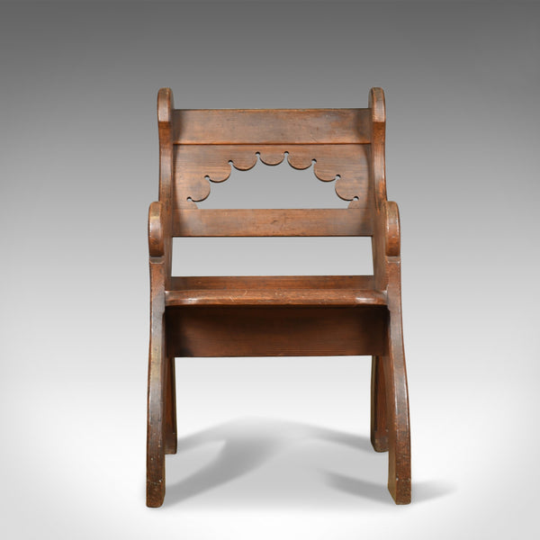 Antique Hall Chair, English, Victorian Pitch Pine Armchair, Ecclesiastical c1880 - London Fine Antiques