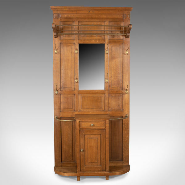Antique Hall Stand, English, Edwardian, Oak, Coat, Umbrella, Stick, Rack c.1910 - London Fine Antiques