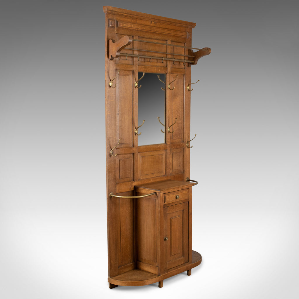 Antique Hall Stand, English, Edwardian, Oak, Coat, Umbrella, Stick, Rack c.1910 - London Fine Antiques