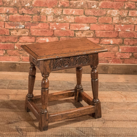 Jacobean Revival Oak Joint Stool, Victorian c.1890 - London Fine Antiques