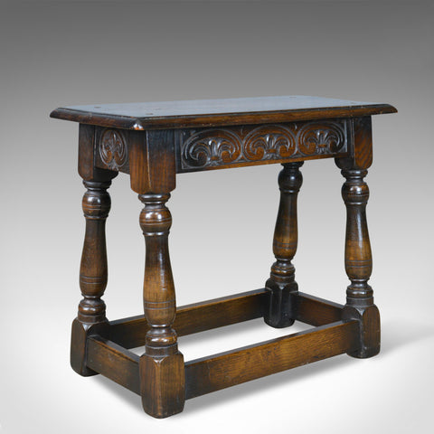 Antique Joint Stool, English, Oak, Edwardian, Jacobean Revival, Early C20th - London Fine Antiques