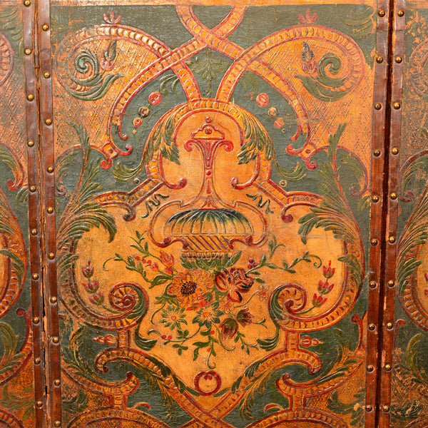Victorian Embossed & Painted Leather Screen c.1851 - London Fine Antiques